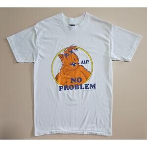 VTG 80's Top Half S.S.I ALF "No Problem" White Single Stitch T-Shirt Tee Top M